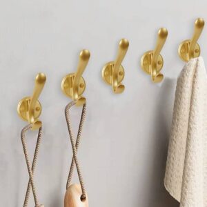 LVT-ENTERCOOK Set of 4 Yellow Heavy Duty Wall Mounted Hooks, Decorative Aluminum Alloy Coat and Hat Hanging Hook for Bathroom, Kitchen, Classroom, Folding Hanger Sturdy Coat and Towel