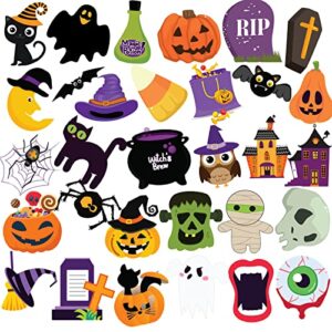 124 pcs colorful halloween cut outs halloween classroom bulletin decorations trick treat decorations pumpkin cat bat ghost cutouts with 200 glue points for holiday classroom decoration