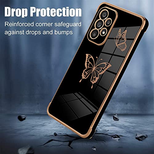 Bonoma Compatible with Samsung Galaxy A53 5G Case Butterfly Plating Electroplate Luxury Elegant Case Camera Protector Soft TPU Shockproof Protective Back Cover Galaxy A53 5G Case -Black