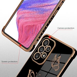 Bonoma Compatible with Samsung Galaxy A53 5G Case Butterfly Plating Electroplate Luxury Elegant Case Camera Protector Soft TPU Shockproof Protective Back Cover Galaxy A53 5G Case -Black