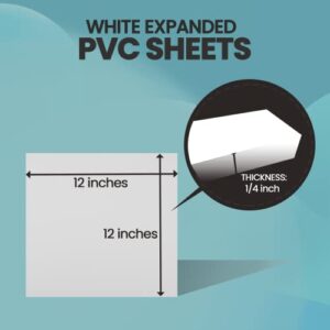 (3-Pack) Calvana Expanded PVC Sheets (White) - 12” x 12” x 1/4” Plastic Board Sheet - Printable Board for Signage and Crafts - Flexible, Durable, and Water-Resistant - Suitable for Outdoor Use