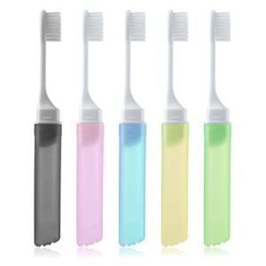 sibba 5 pieces soft bristles toothbrush with box mini finger folding manual toothbrushes for travel camping school home favors (style a)
