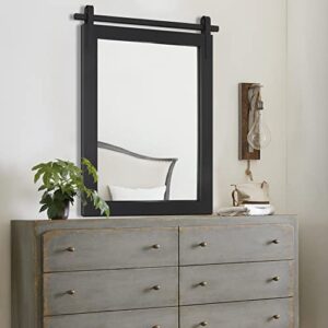 Black Farmhouse Mirror for Wall, 22x30INCH Wood Framed Square Bathroom Mirrors for Vanity, Barn Door Style Mirrors Wall Mounted Dresser Decor Mirror Living Room Bedroom Vertical