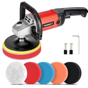 buffer polisher, 1200w 7-inch polisher for car detaling, car polisher with 6 variable speed, 5 foam pads, detachable handle and safety lock buffer, car buffer ideal for car sanding, polishing, waxing…