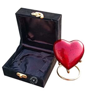 red urn keepsake mini heart cremation urn with premium box & stand - for your loved one baby girl & boy - small red heart urn for human ashes - perfect urn for adults & infants valentine day gift