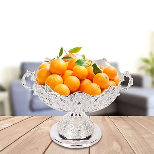 TOTITOM European Fruit Plate Tray Trinket Dish Snack Tray Zinc Alloy Bowl Ornaments with Retro Design for Candy Storage Food Serving Tray Apply to Kitchen/Dining Room/Outdoors Party