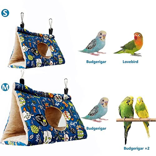 Bird Nest Winter Warm House Hanging Hammock Velvet Shed Hut Cage Bird Plush Fluffy Hideaway Sleeping Bed Fuzzy for African Grey Cockatoo Parrot Parakeet Cockatiels Budgies Parakeets[Size M]