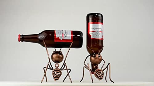 Fantasee - Ant Wine Holder, Stainless Steel Wine Freestanding Rack Bottle Holder Novelty for Gift Kitchen Home Decoration (Bronze - Ant3)