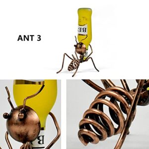 Fantasee - Ant Wine Holder, Stainless Steel Wine Freestanding Rack Bottle Holder Novelty for Gift Kitchen Home Decoration (Bronze - Ant3)