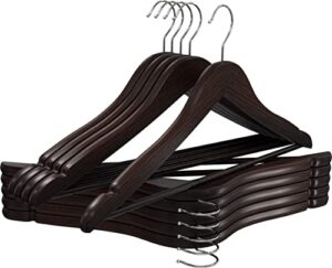 utopia home premium wooden hangers 10 pack - durable & slim coat hanger - suit hangers with 360-degree rotatable hook - wood hangers with shoulder grooves (brown color)