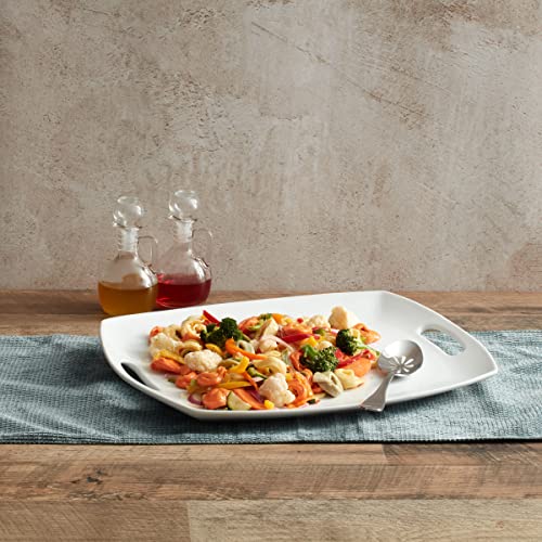 Everyday White Handled Serving Platter, 17-Inch