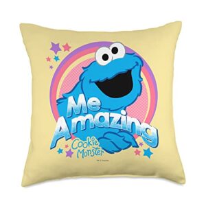 sesame street cookie monster me amazing throw pillow, 18x18, multicolor