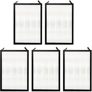 fette filter - 5 pack of filter replacements compatible with nuwave oxypure large area smart air cleaner purifier models 47001, 47002, 47003, 47004, 47005, and 47006, activated carbon + hepa combo (5)
