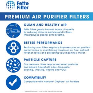 Fette Filter - 5 Pack of Filter Replacements Compatible with NUWAVE OxyPure Large Area Smart Air Cleaner Purifier Models 47001, 47002, 47003, 47004, 47005, and 47006, Activated Carbon + HEPA Combo (5)