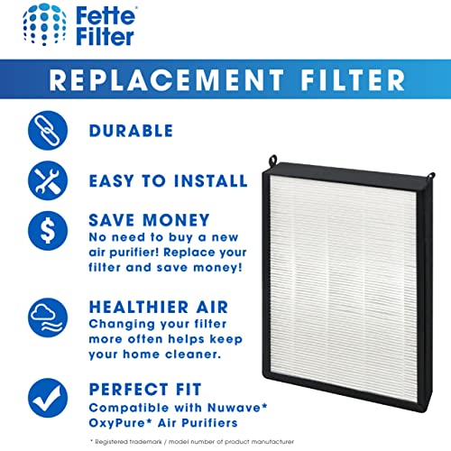 Fette Filter - 5 Pack of Filter Replacements Compatible with NUWAVE OxyPure Large Area Smart Air Cleaner Purifier Models 47001, 47002, 47003, 47004, 47005, and 47006, Activated Carbon + HEPA Combo (5)