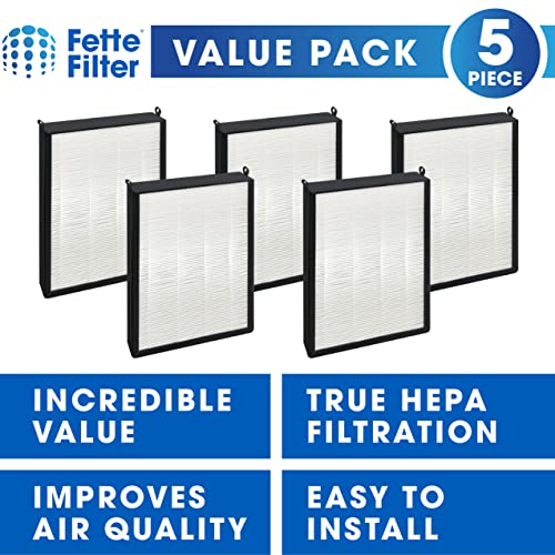 Fette Filter - 5 Pack of Filter Replacements Compatible with NUWAVE OxyPure Large Area Smart Air Cleaner Purifier Models 47001, 47002, 47003, 47004, 47005, and 47006, Activated Carbon + HEPA Combo (5)