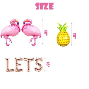 Let's Get Flocked Up Balloons Rose Gold Flamingo Bachelorette Party Banner Final Flamingle/Beach Bach/Hawaii Luau/Tropical Summer Beach Pineapple Bridal Shower Bachelorette Party Supplies Decorations