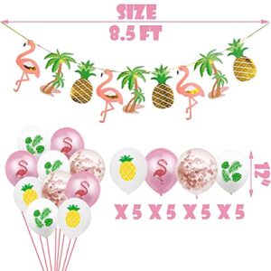 Let's Get Flocked Up Balloons Rose Gold Flamingo Bachelorette Party Banner Final Flamingle/Beach Bach/Hawaii Luau/Tropical Summer Beach Pineapple Bridal Shower Bachelorette Party Supplies Decorations