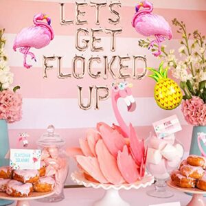 Let's Get Flocked Up Balloons Rose Gold Flamingo Bachelorette Party Banner Final Flamingle/Beach Bach/Hawaii Luau/Tropical Summer Beach Pineapple Bridal Shower Bachelorette Party Supplies Decorations