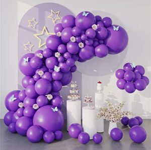 purple balloons garland arch kit, 100pcs latex lavender balloons different sizes 18/12/10/5 inch for theme party decoration, weddings bridal shower for women, girl baby shower bachelorette party decor