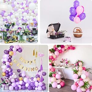 Purple Balloons Garland Arch Kit, 100pcs Latex Lavender Balloons different sizes 18/12/10/5 Inch for Theme Party Decoration, Weddings Bridal Shower for Women, Girl Baby Shower Bachelorette Party Decor