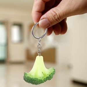 PRETYZOOM Broccoli Keychain Food Keyring Vegetables Fruit Decorative Key Holder for Birthday Gift Car Bag Purse Pendant Handbag