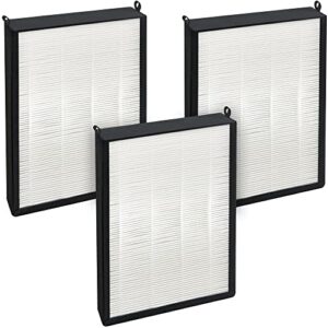 fette filter - 3 pack of filter replacements compatible with nuwave oxypure large area smart air cleaner purifier models 47001, 47002, 47003, 47004, 47005, and 47006, activated carbon + hepa combo (3)