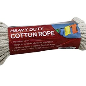 100 Ft Heavy Duty Braided Cotton Rope Clothesline #6 1/4" 6 mm Multi Purpose Home Boat Camping Ivory