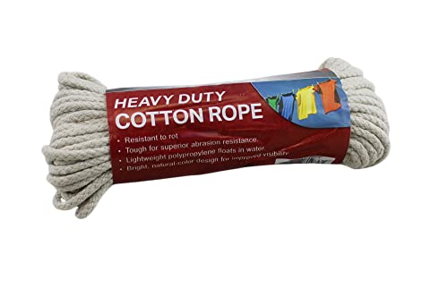 100 Ft Heavy Duty Braided Cotton Rope Clothesline #6 1/4" 6 mm Multi Purpose Home Boat Camping Ivory