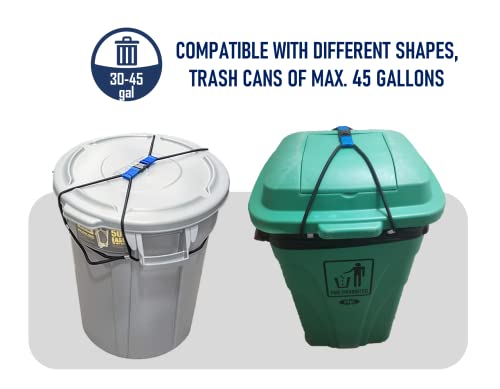 KiinHome Trash Can Lock, Bungee Cord for Outdoor Garbage Can Lid, Animal Proof Garbage Lid Lock (Works for Dogs, Bears, Raccons, Opossums), Heavy Dutty Elastic Strap. (Trash Can NOT Included)