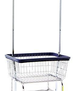 R&B Wire™ 100E58KD Commercial Wire Laundry Cart with Double Pole Rack, 2.5 Bushel, Chrome, Made in USA