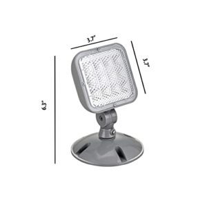 Shine LED Remote Emergency Light Head - Single Head LED Lamp Remote Capable 9.6V - for Business, Office, Warehouse, Gray