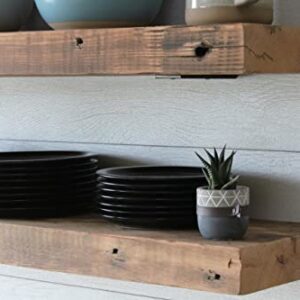 Urban Legacy Deep Floating Shelves | Reclaimed Barn Joist Deep Floating Shelves with Low Profile Brackets | High Weight Capacity (48" x 11" x 2.5", Natural)