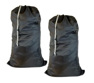 ( 2 pack ) multipurpose extra large heavy duty nylon laundry storage bag, size: 30" x 50", with drawstring, machine washable, color: black