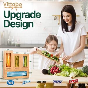 Vittabo Bamboo Ziplock Bag Organizer for Drawer - Food Bag Storage Organizer - Sandwich Bag Organizer- 4 Pc. Gallon, Quart, Snack, Sandwich - Slider Bag Organizer with Soft Non-Slip Pads