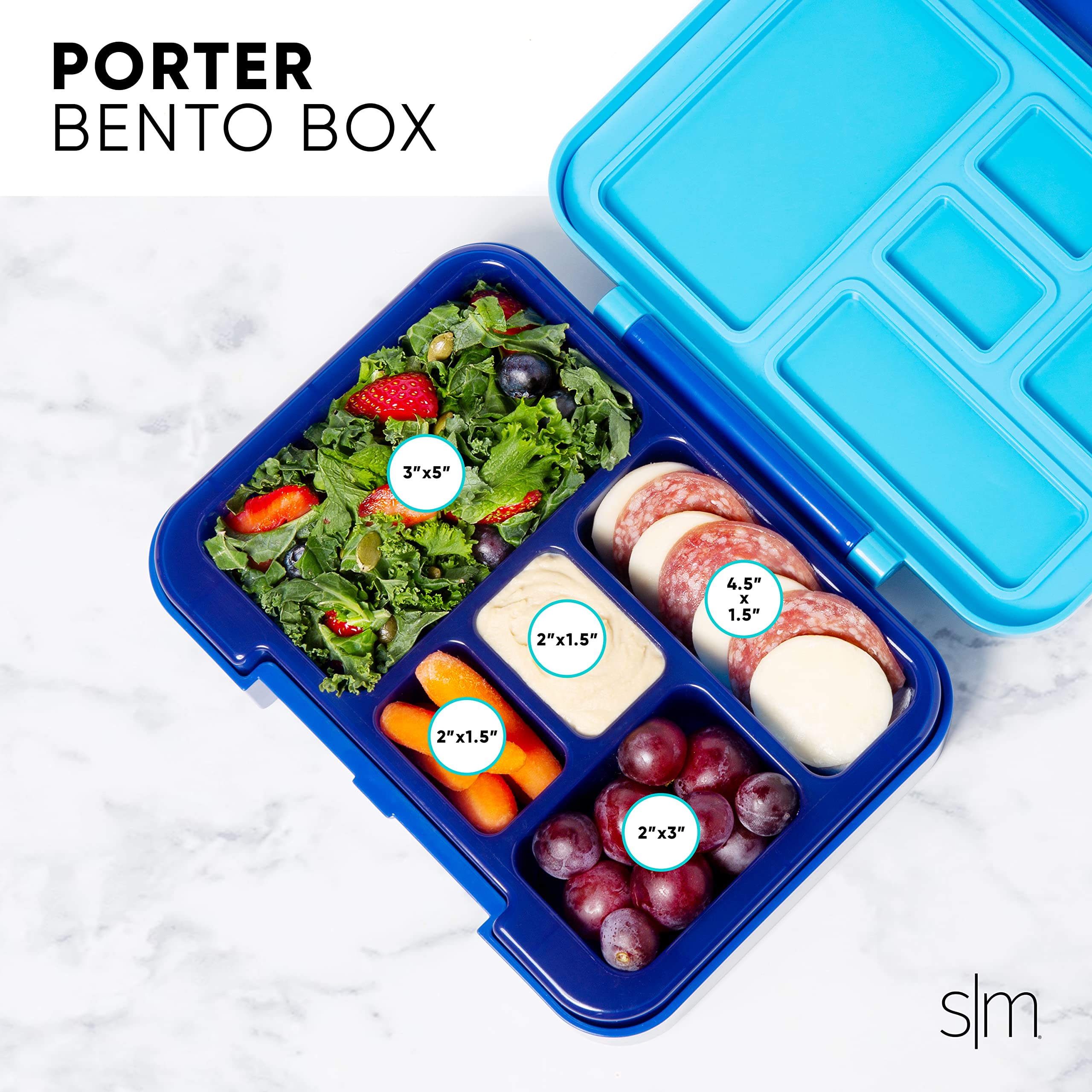 Simple Modern Disney Bento Lunch Box for Kids | BPA Free, Leakproof, Dishwasher Safe | Lunch Container for Girls, Toddlers | Porter Collection | 5 Compartments | Minnie Mouse Rainbow