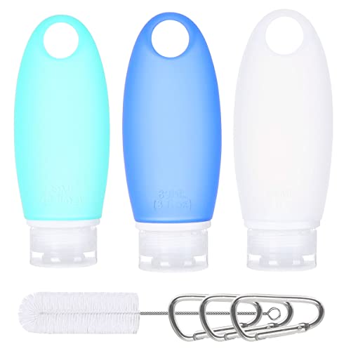 Timiuu Squeeze Salad Dressing Bottles with Hook | Portable Sauce Condiment Containers | 3 OZ, Set of 3 | Food-grade Silicone, BPA Free