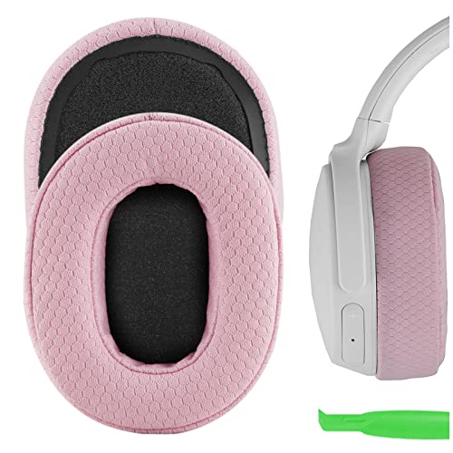 Geekria NOVA Mesh Fabric Replacement Ear Pads for Skullcandy Crusher Wireless, Crusher Evo, Crusher ANC, Hesh 3 Headphones Ear Cushions, Headset Earpads, Ear Cups Repair Parts (Pink)