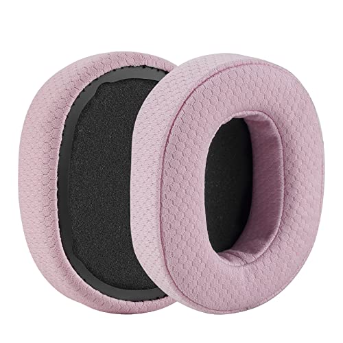 Geekria NOVA Mesh Fabric Replacement Ear Pads for Skullcandy Crusher Wireless, Crusher Evo, Crusher ANC, Hesh 3 Headphones Ear Cushions, Headset Earpads, Ear Cups Repair Parts (Pink)