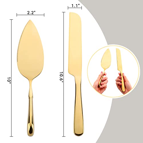 Terra Artisan Gold Cake Cutting Set (2 Pieces), Stainless Steel, Elegant Cake Cutting Set for Wedding, Cake Knife and Server set, Perfect For Wedding, Bridal Shower, Graduation, All in a Giftable Box