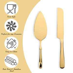 Terra Artisan Gold Cake Cutting Set (2 Pieces), Stainless Steel, Elegant Cake Cutting Set for Wedding, Cake Knife and Server set, Perfect For Wedding, Bridal Shower, Graduation, All in a Giftable Box