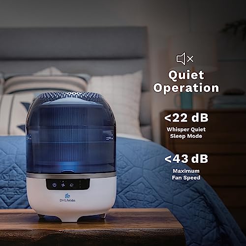 DH Lifelabs | Aaira Mini Hydrating Dry Air Purifiers | Eliminates 99.9% of Bacteria Viruses Mold | Cleans Moisturizes Air | Odor Eliminator Smoke Pets | 323 Sq Ft for Large Room Bedroom Home | Grey