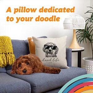 Pattern Pop - Personalized Doodle Throw Pillow - 18”x18” Dog with Glasses Pillow - Great for Gifting - Pillow Personalized for You - Made to Celebrate Your Pup - Linen