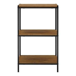 eden home 3-tier transitional wood bookshelf with open shelves in oak brown