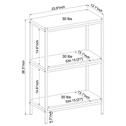 Eden Home 3-Tier Transitional Wood Bookshelf with Open Shelves in Oak Brown