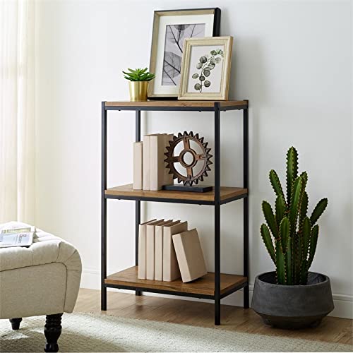 Eden Home 3-Tier Transitional Wood Bookshelf with Open Shelves in Oak Brown