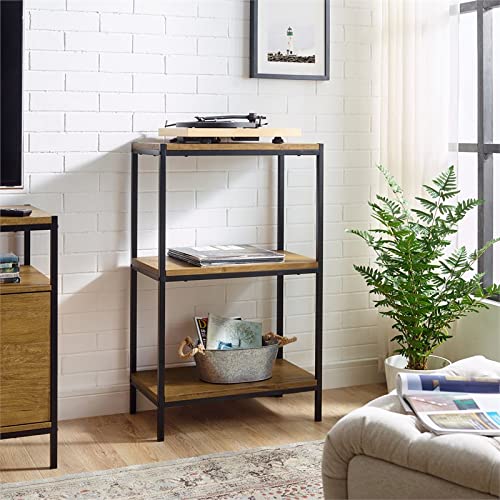 Eden Home 3-Tier Transitional Wood Bookshelf with Open Shelves in Oak Brown