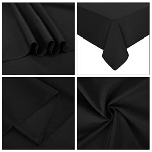 REWOMC 6 Pack Polyester Tablecloth 60 x 102 Inch Black Polyester Table Cloth for 6 Foot Rectangle Tables, Stain and Wrinkle Resistant Washable Table Cover for Kitchen Wedding Banquet Restaurant Party