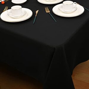 REWOMC 6 Pack Polyester Tablecloth 60 x 102 Inch Black Polyester Table Cloth for 6 Foot Rectangle Tables, Stain and Wrinkle Resistant Washable Table Cover for Kitchen Wedding Banquet Restaurant Party