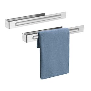 yastant 2pcs bath towel holders, stainless steel brushed towel holder for bathroom wall, adhesive towel bar for bathroom kitchen, 14.6inch